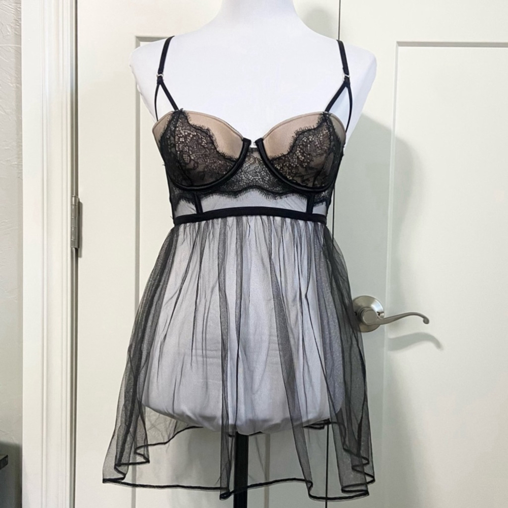 Victoria’s Secret intimates sheer babydoll sexy lingerie bra size 34c black